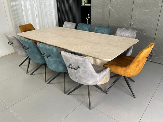 Windsor Natural Ash Dining Set with Mixed Colour Russell Chair