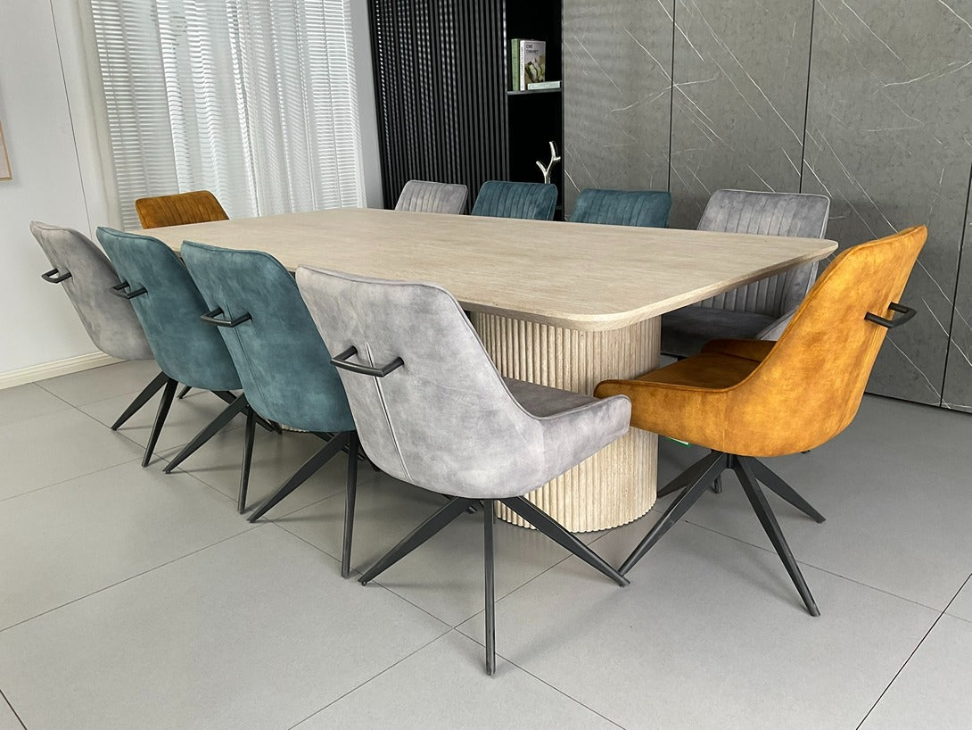 Windsor Natural Ash Dining Set with Mixed Colour Russell Chair