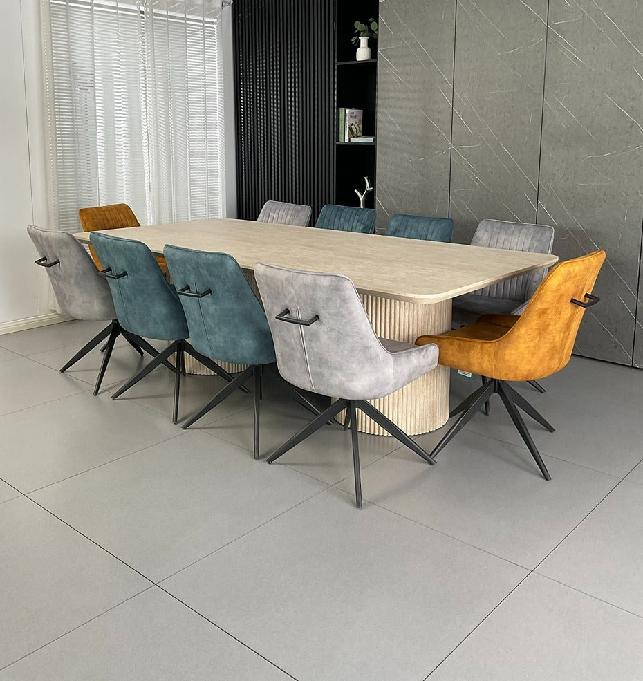 Windsor Natural Ash Dining Set with Mixed Colour Russell Chair