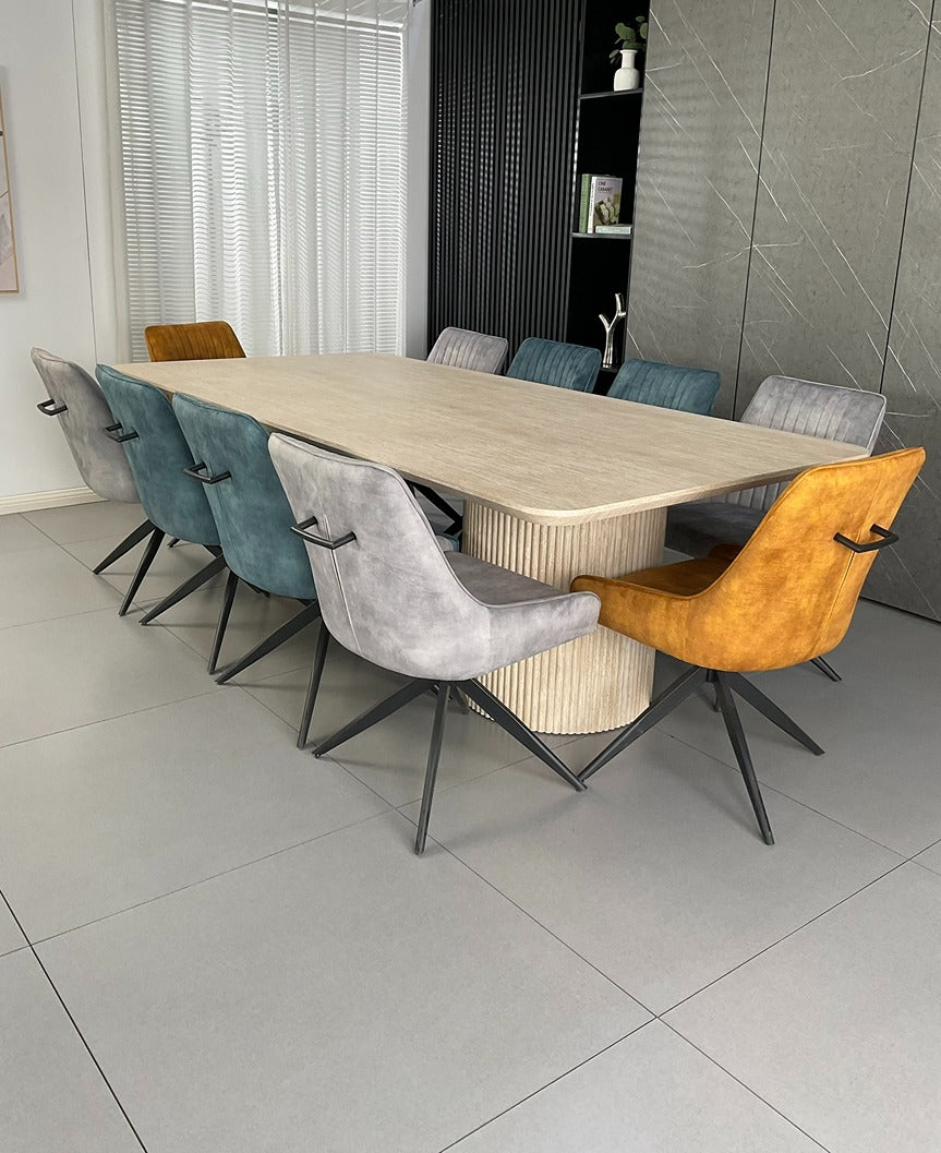 Windsor Natural Ash Dining Set with Mixed Colour Russell Chair