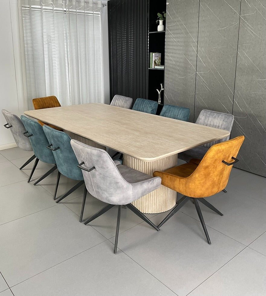 Windsor Natural Ash Dining Set with Mixed Colour Russell Chair