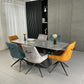 Cleo Twist Wood Dining Set Grey with 6 Mixed Colour Russell Chairs