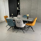 Cleo Twist Wood Dining Set Grey with 6 Mixed Colour Russell Chairs
