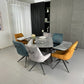 Cleo Twist Wood Dining Set Grey with 6 Mixed Colour Russell Chairs