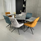 Cleo Twist Wood Dining Set Grey with 6 Mixed Colour Russell Chairs