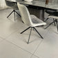 Cleo Twist Wood Dining Set Grey with 6 Grey Larkin 360 Auto Spin Chair