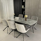 Cleo Twist Wood Dining Set Grey with 6 Grey Larkin 360 Auto Spin Chair