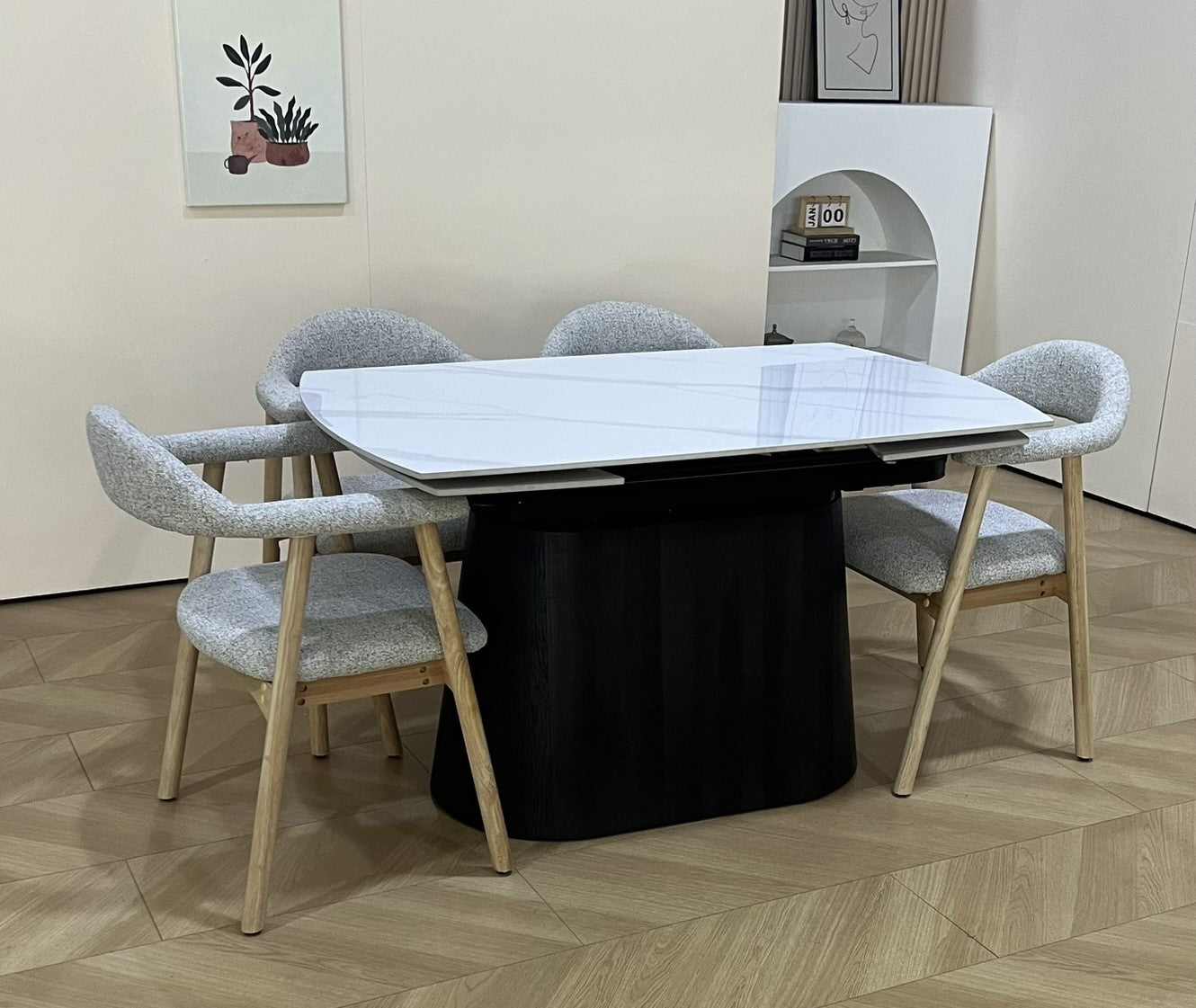 Cleo Twist Dining Set White with Mixed Colour Hendrix Chairs