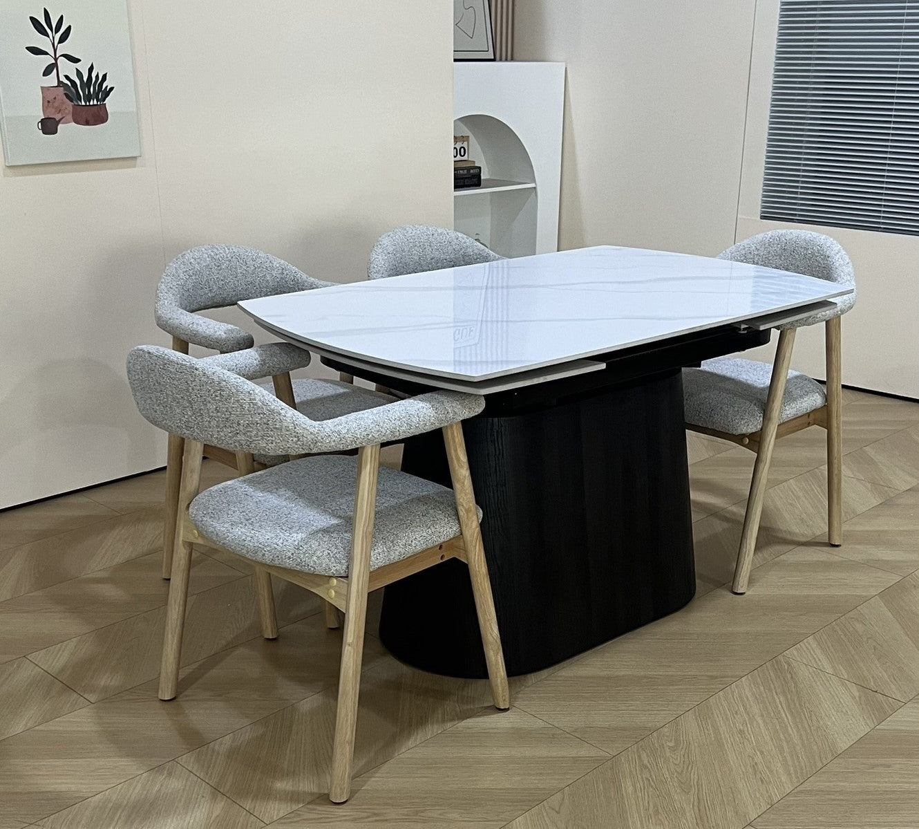 Cleo Twist Dining Set White with Mixed Colour Hendrix Chairs