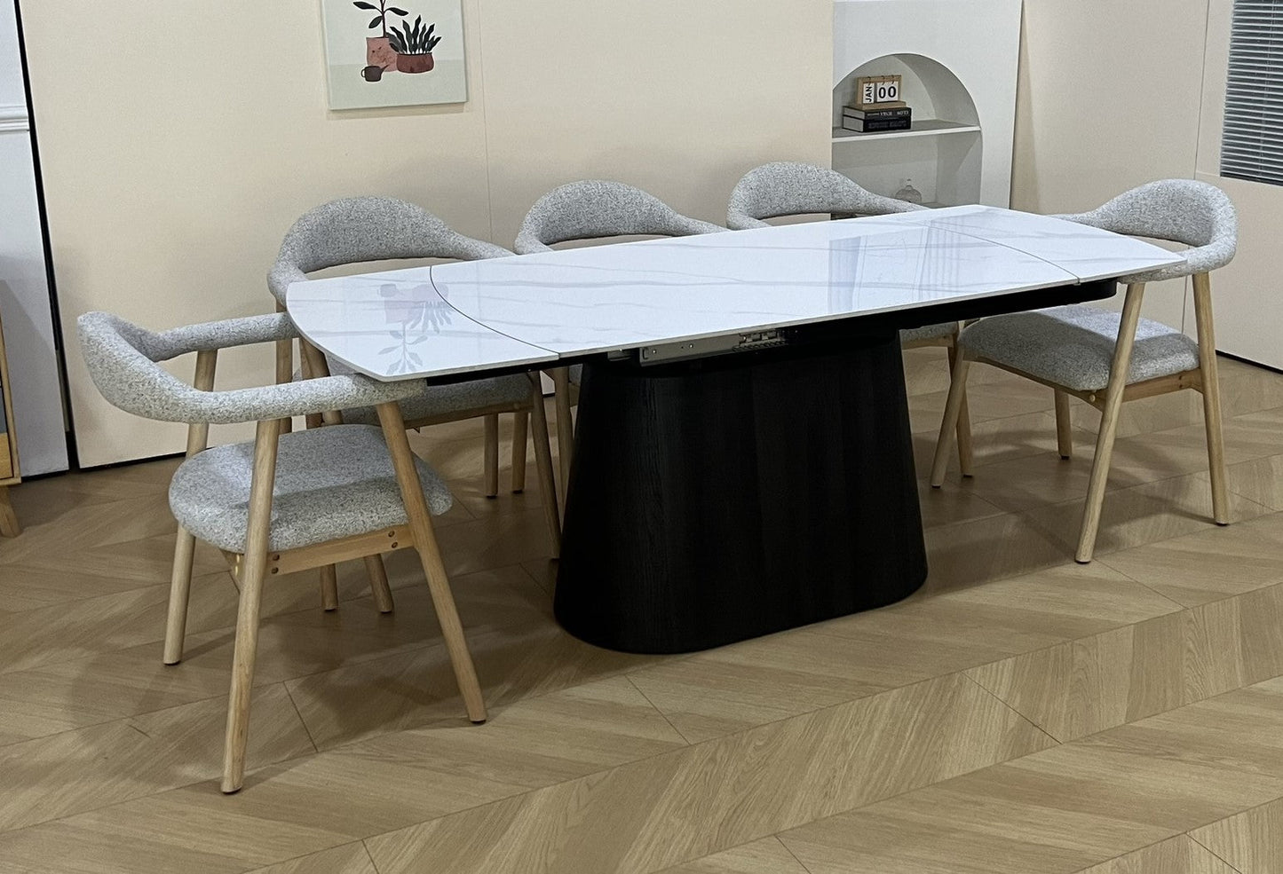 Cleo Twist Dining Set White with Mixed Colour Hendrix Chairs