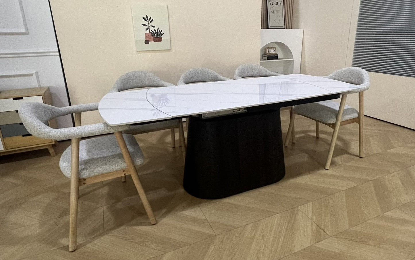 Cleo Twist Dining Set White with Mixed Colour Hendrix Chairs