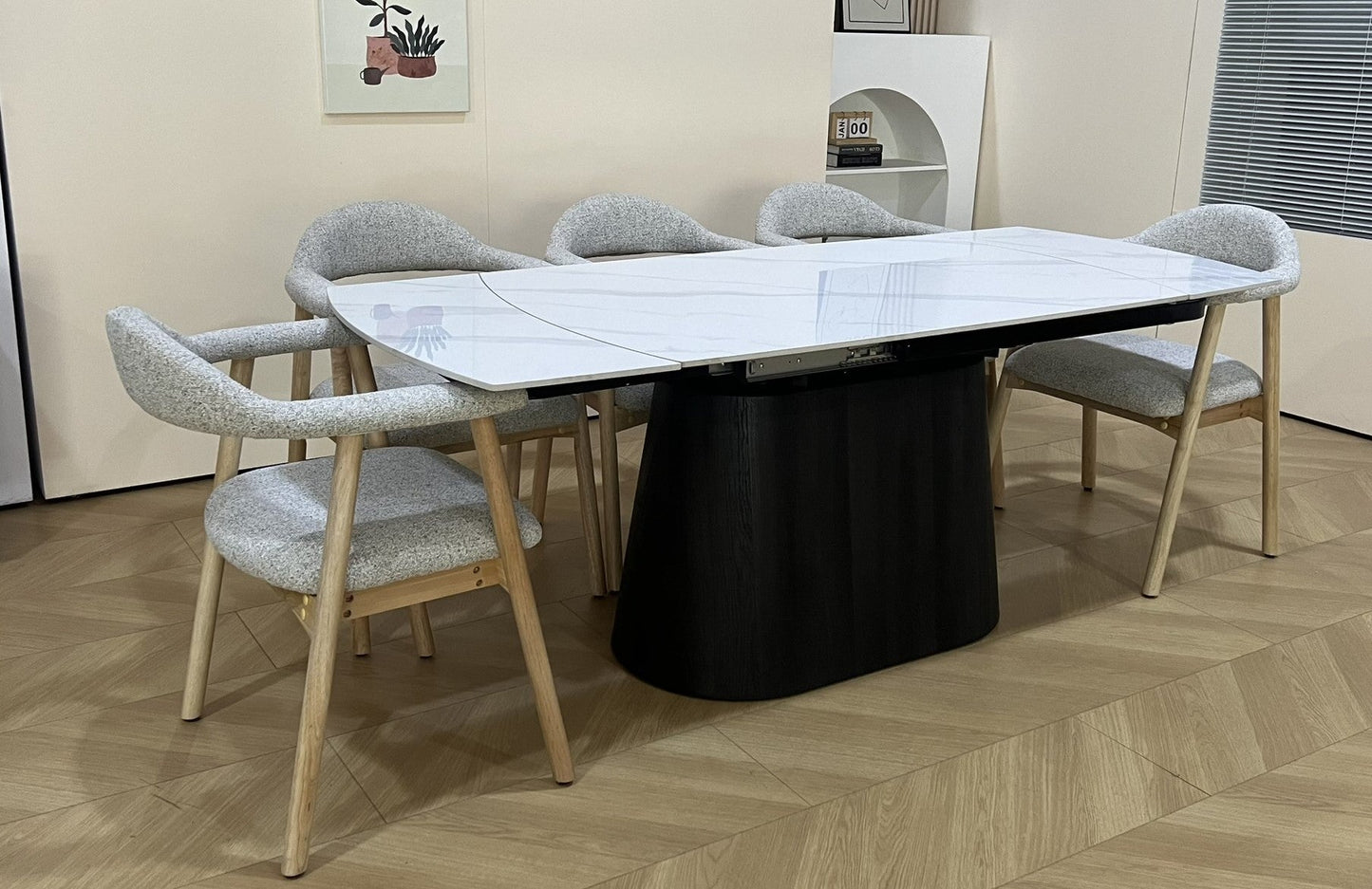 Cleo Twist Dining Set White with Mixed Colour Hendrix Chairs