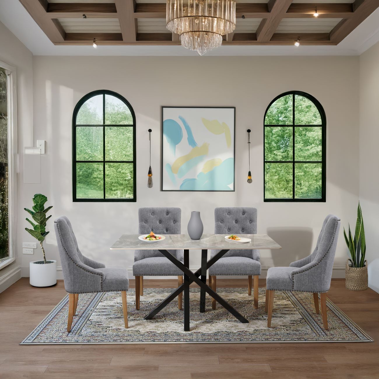 Joshua Dining Set with 4 Serena Chairs