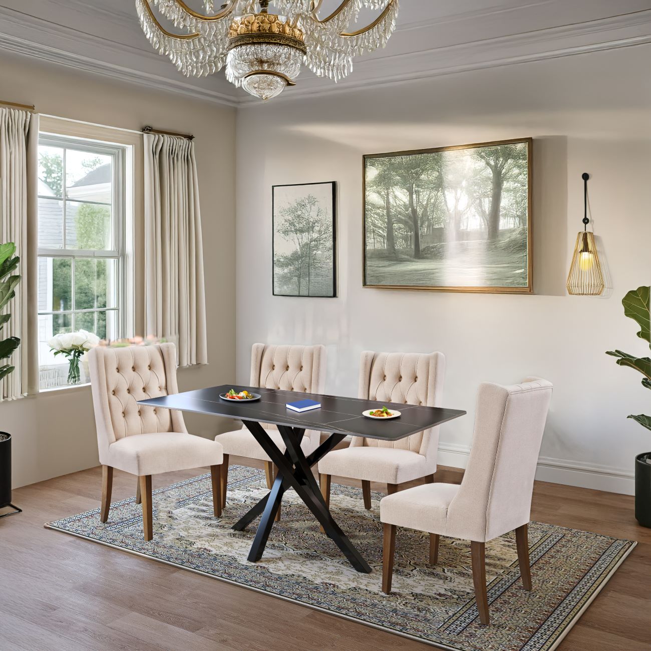 Joshua Dining Set with 4 Delta Chairs