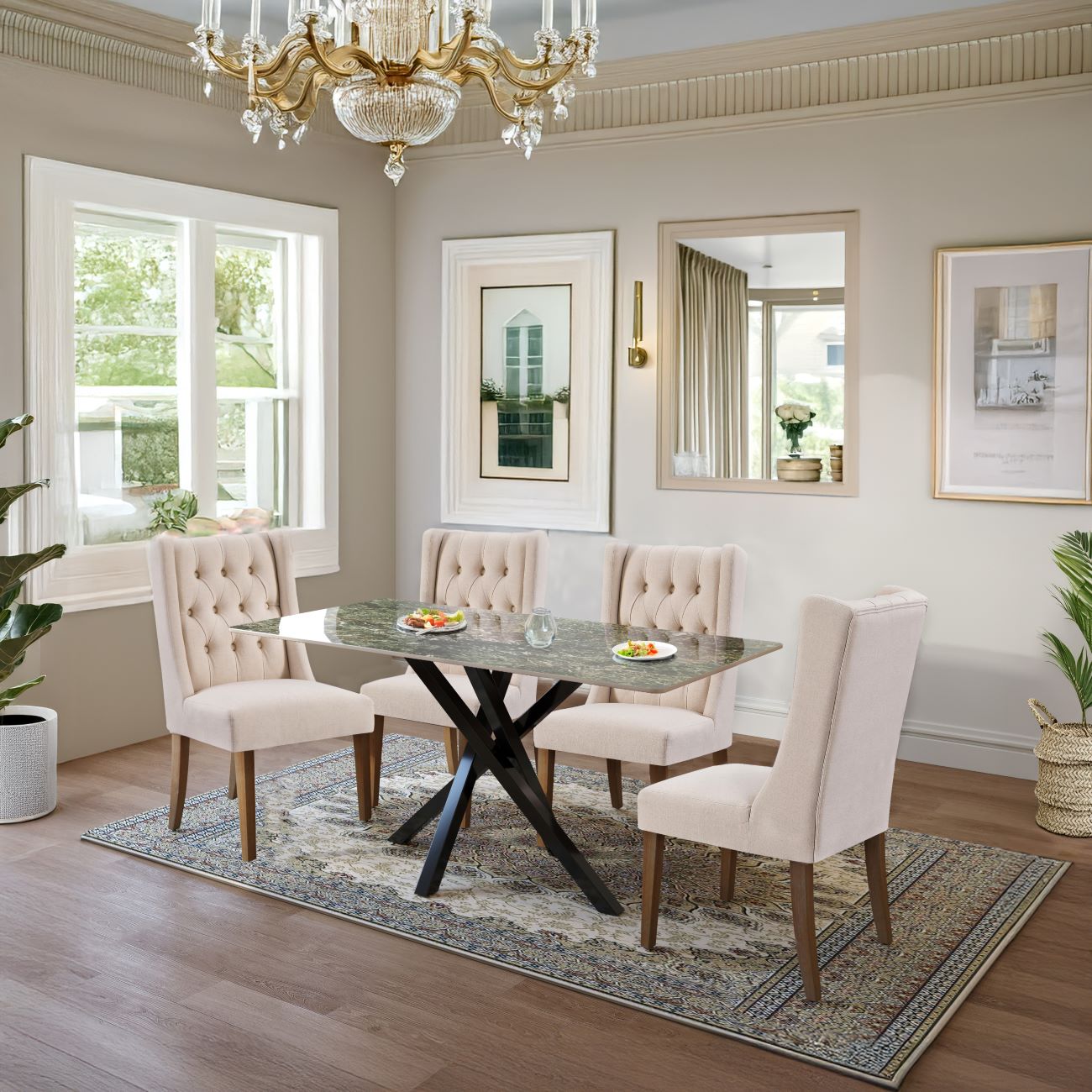Joshua Dining Set with 4 Delta Chairs