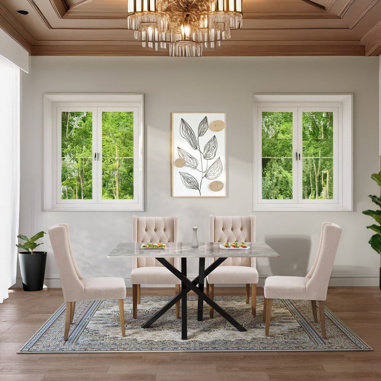 Joshua Dining Set with 4 Delta Chairs