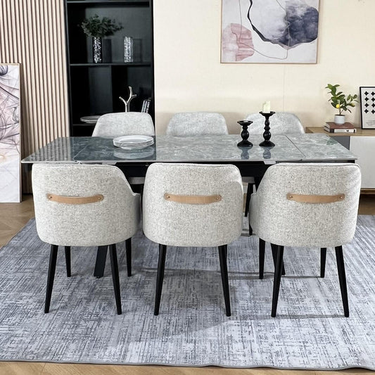 Marlow Green Ceramic Dining Set with 6 Harrison Chairs Hevre 22