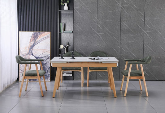 Nordic Minimalist Marble Effect Dining Set