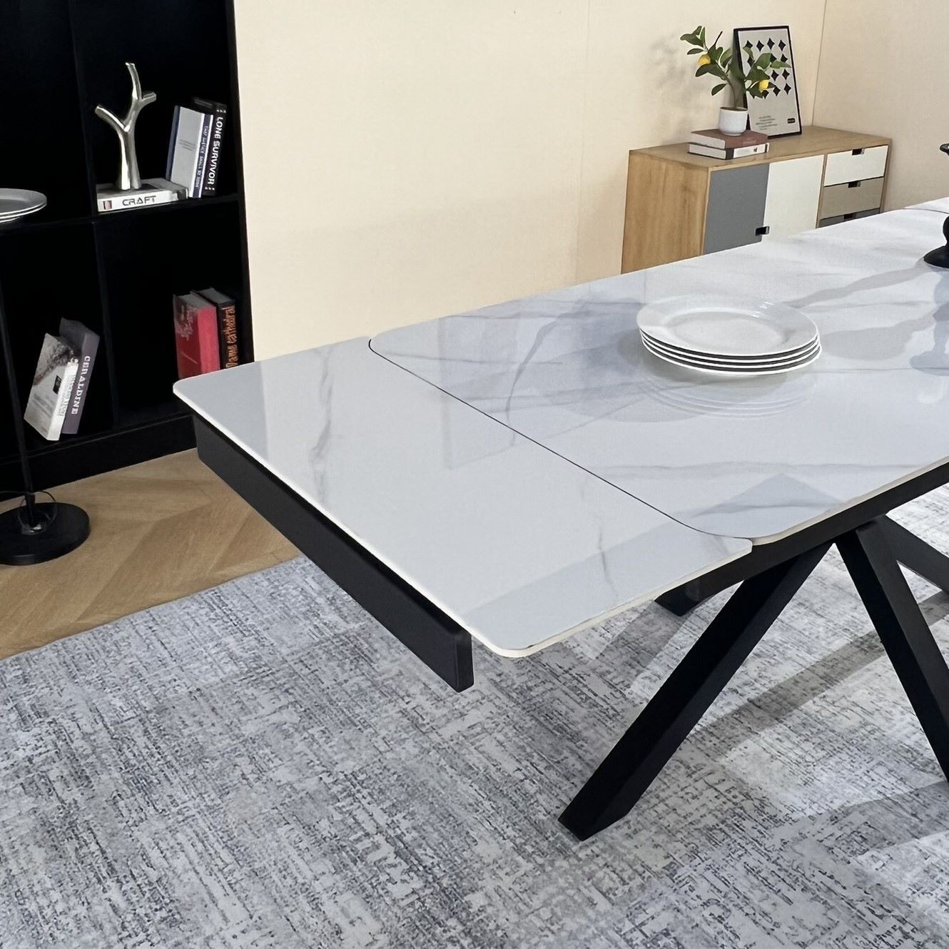 Oxford Black and 6 Hendrix Chairs Hevre 22 Dining Set