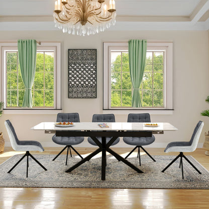 Oxford Black and 6 Larkin Chairs Grey White Dining Set