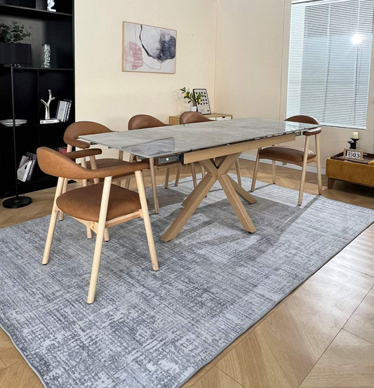 Oxford White Dining Table Set with 6 Hendrix PU chairs