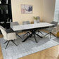 Oxford White Dining Table Set with Tulip 360 Auto Spin Chairs with Armrest Grey