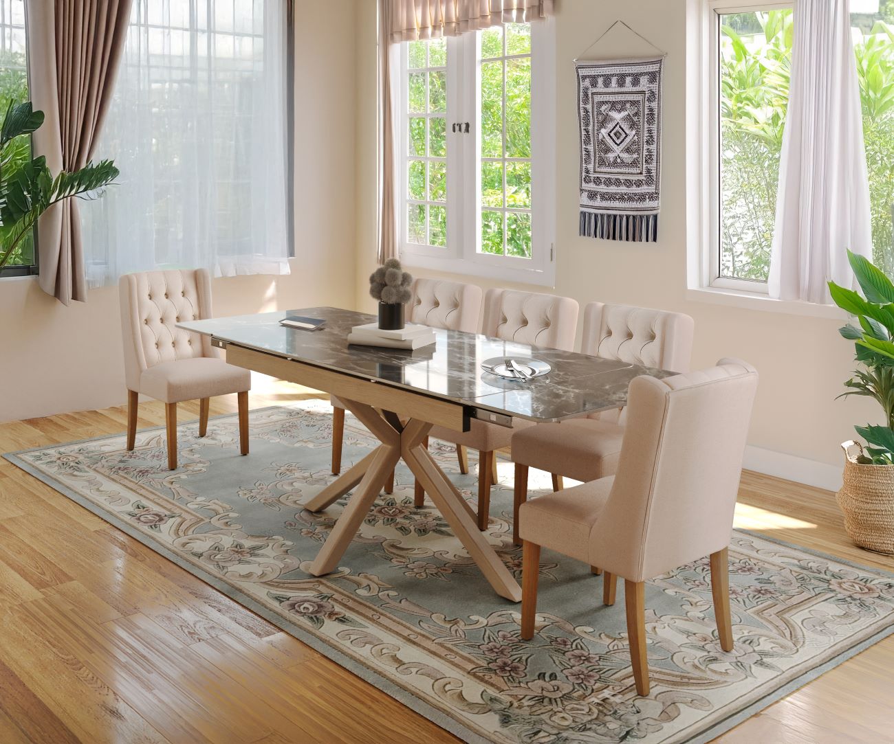Oxford Beech with 6 Delta Chairs Dining Set