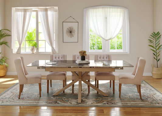 Oxford Beech with 6 Delta Chairs Dining Set