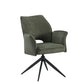 Oxford Black and 6 Tulip Chairs with Armrest Green Dining Set