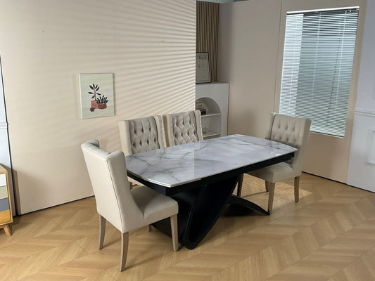Semi Infinity Marble Effect Dining Set