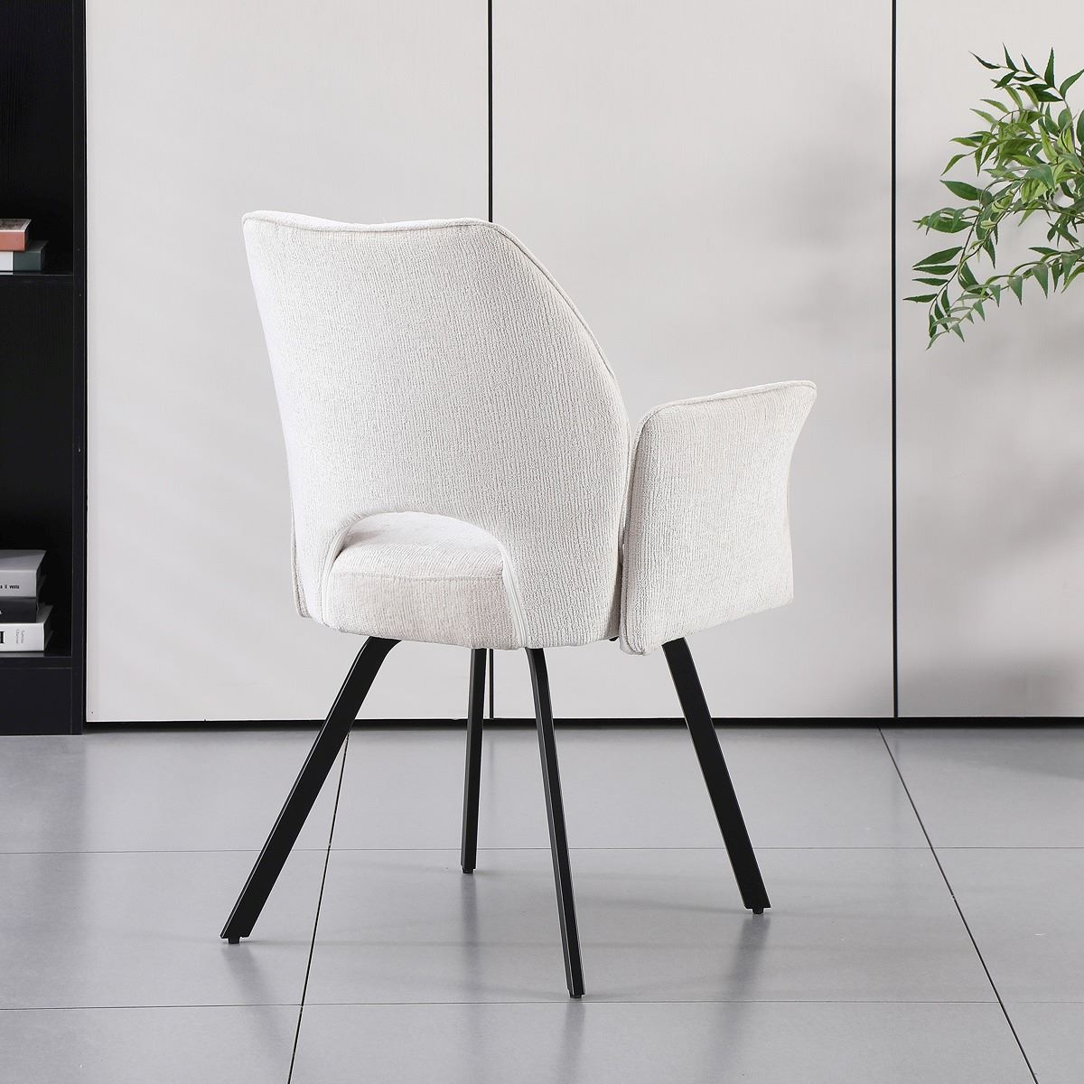 Oxford Black and 6 Tulip Chairs White with Armrest  Dining Set