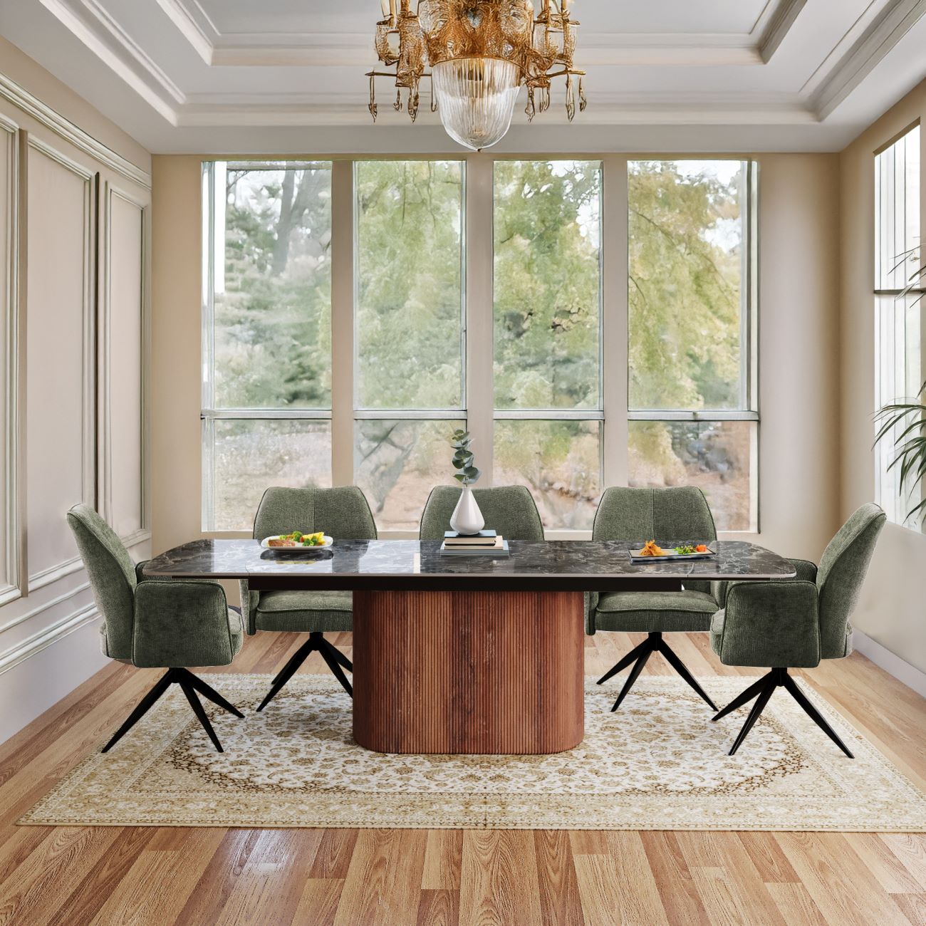 Urban Imani Table & Tulip Chairs Green Dining Set