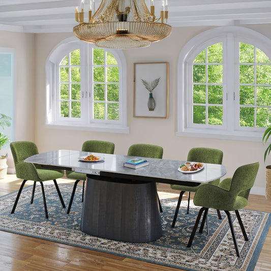 Cleo Twist Grey and 6 Brutas Chairs Green Dining Set