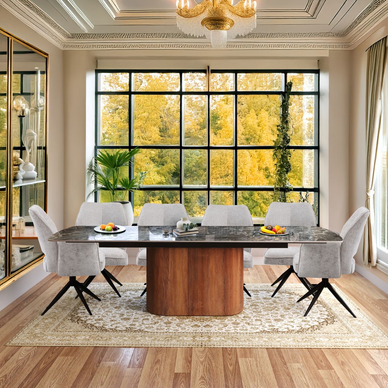 Urban Imani Table & 6 Tulip Chairs Grey Dining Set