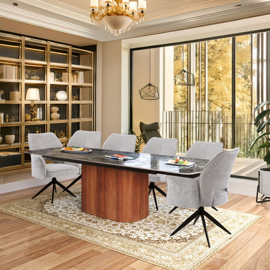 Urban Imani Table & 6 Tulip Chairs Grey Dining Set