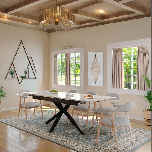 Oxford Black and 6 Hendrix Chairs Hevre 22 Dining Set