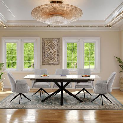 Oxford Black and 6 Tulip Chairs Grey Dining Set