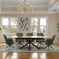 Oxford Black and 6 Tulip Chairs with Armrest Green Dining Set
