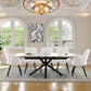 Oxford Black and 6 Tulip Chairs White with Armrest  Dining Set