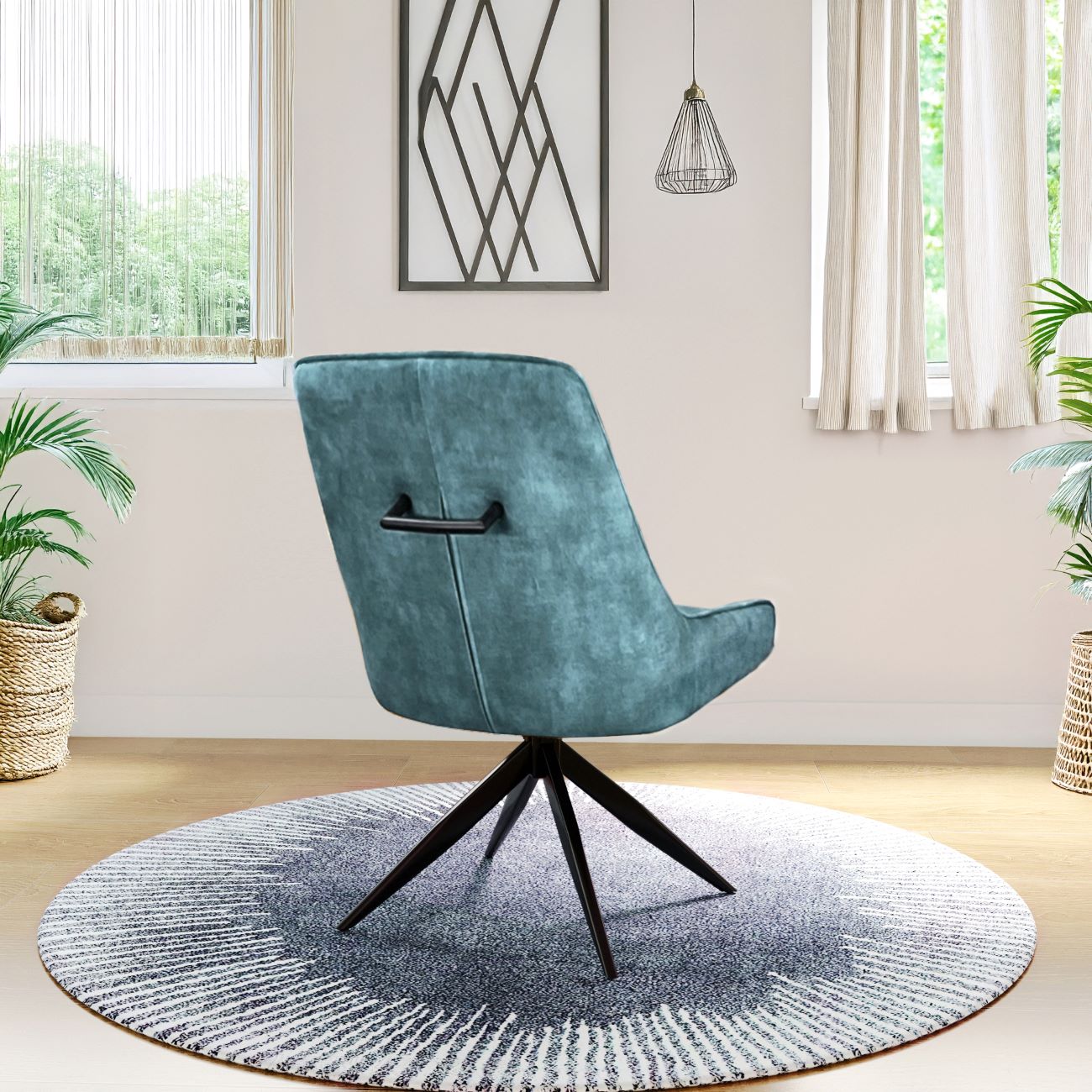 Oxford Black and 6 Russell Chairs Teal Blue Dining Set