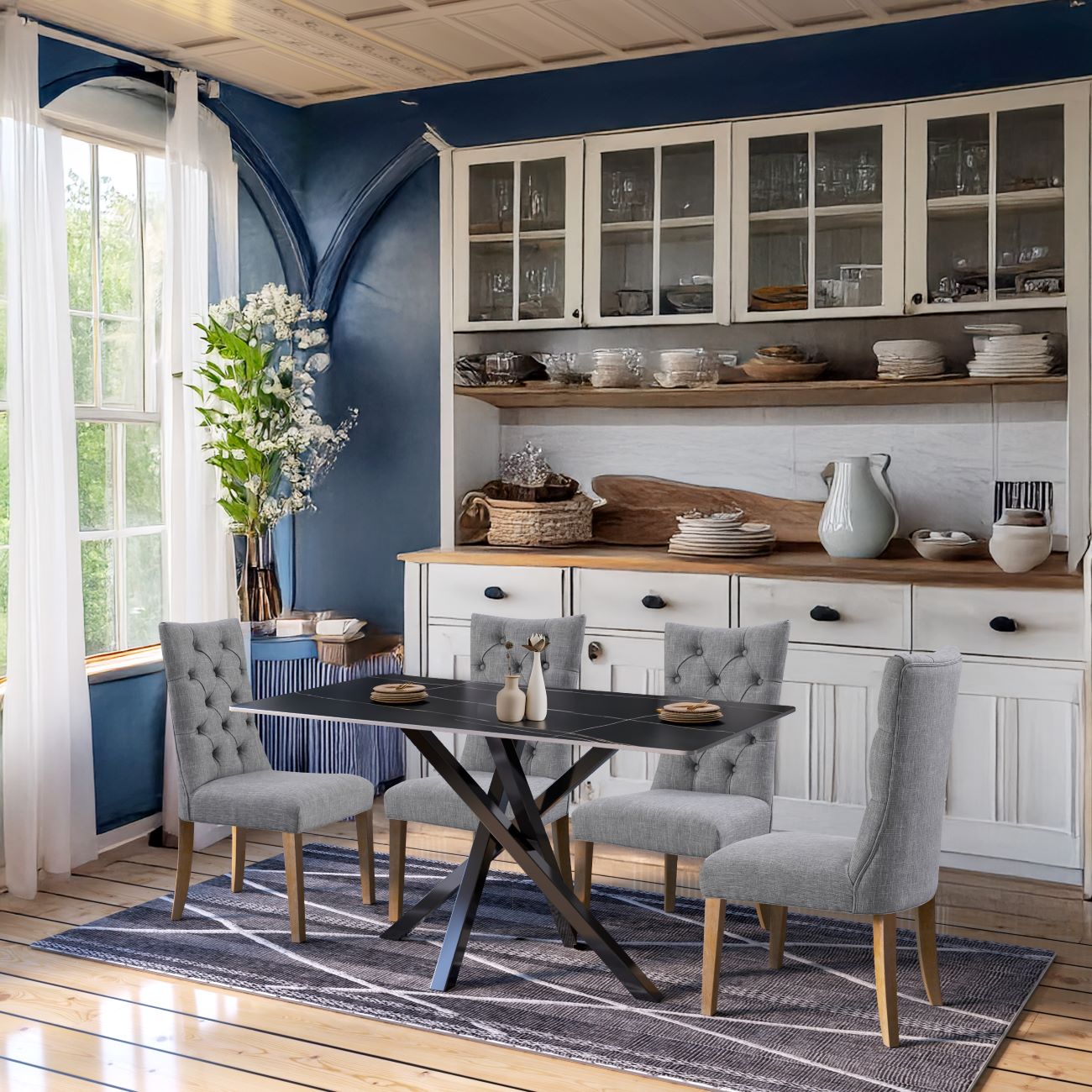 Joshua Dining Set with 4 Venus Chairs