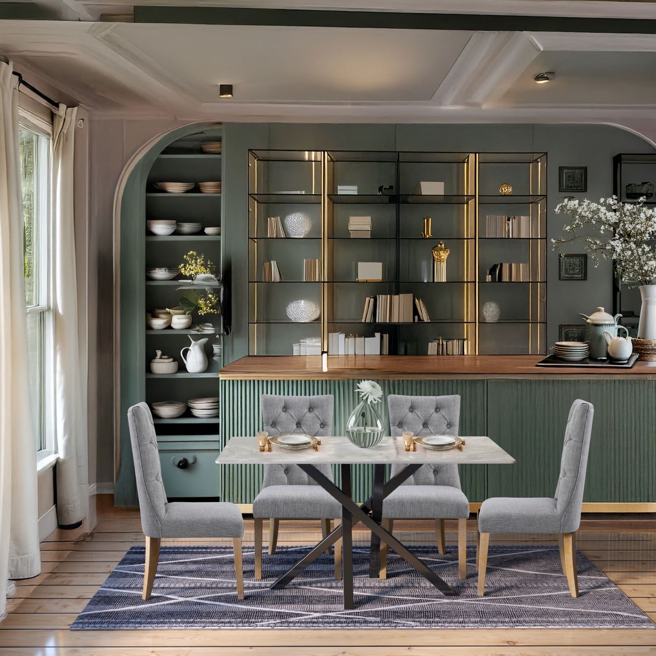 Joshua Dining Set with 4 Venus Chairs