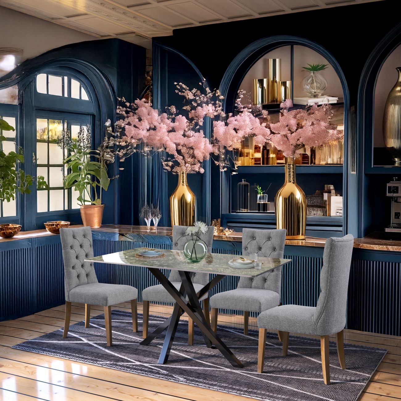 Joshua Dining Set with 4 Venus Chairs